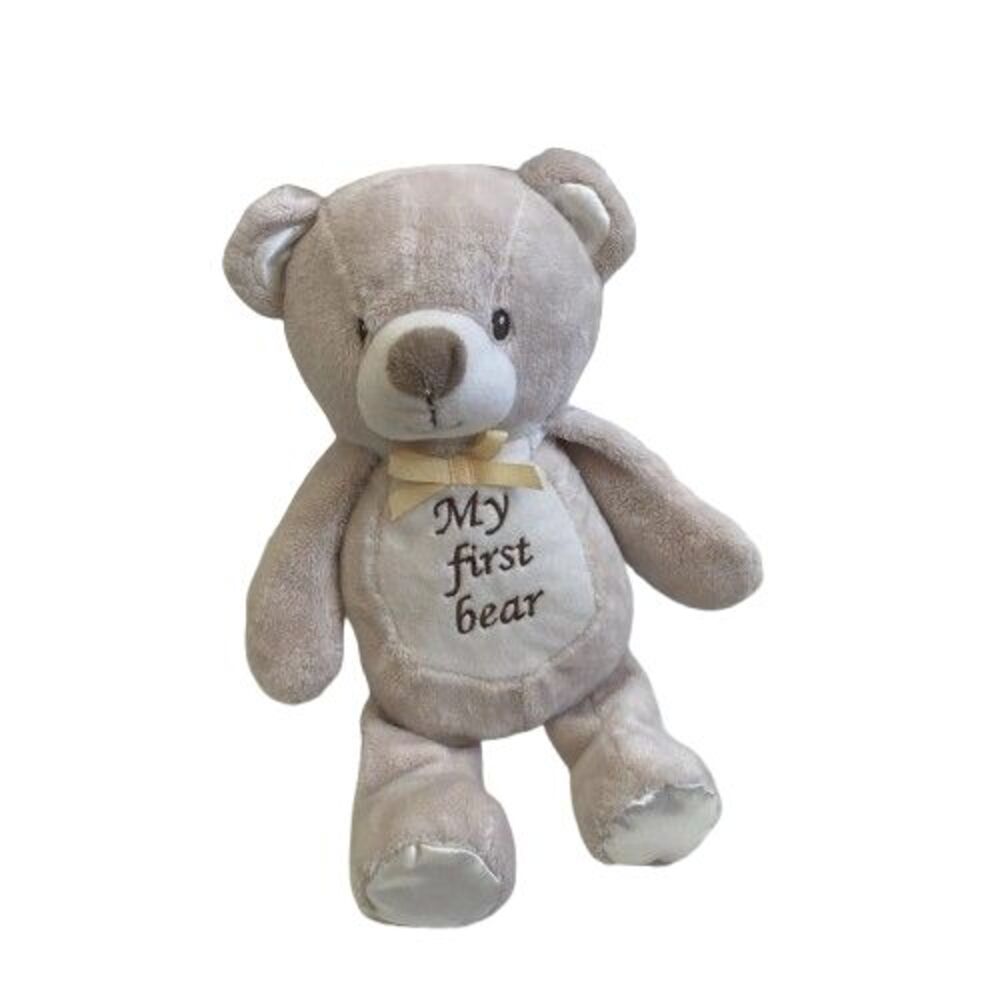 T9  KellyBaby  My First Bear Rattle Toy Classic 14” Oatmeal Color Soft Plush
